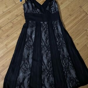 LOFT Black Lace Midi Dress